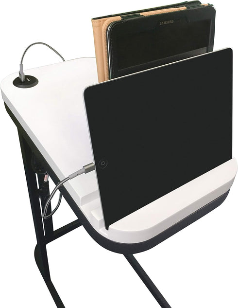 Leisure Space 18" 10" 24H Side Table SeetableSlot with USB Charging Ports CShaped Sofa Side Table with Device Slot