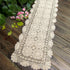 KEPSWET Cotton Handmade Crochet Lace Table Runner, Beige Rectangle, 14x72 inch for Coffee Table Decor