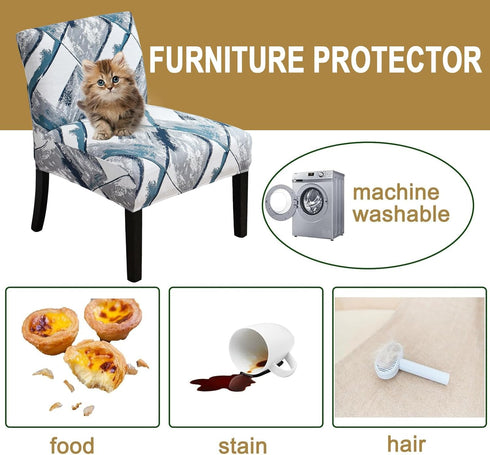 Armless HAOYONG Accent Chair Cover, Stretch Chair Slipcover Printed Slipper Chair Covers Furniture Protector Covers