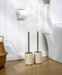 Set Ceramic Toilet Brush & Holder - Freestanding Deep-Cleaning Toilet Bowl Cleaner Brush, Stainless Steel Handle, Small