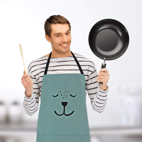 YOLOPARK Lovely Parent and Child Apron, Comfortable Simple Apron with Pocket for Cooking, Pack of 2