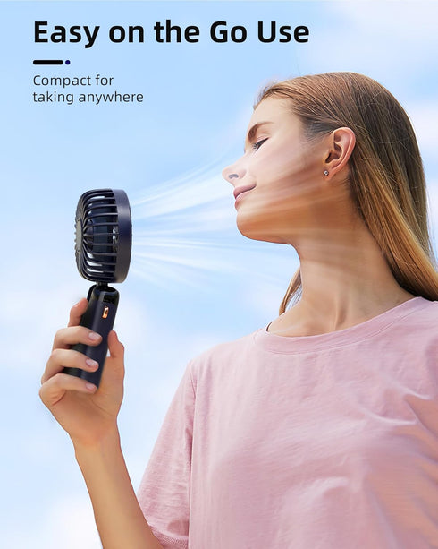 Koonie Portable Handheld Fan, Battery Operated Fan with Base, 8 Hours, Digital Display, 5 Speeds, 90° Ajustable, Rechargeable Mini Fan for Outdoor Indoor by Koonie