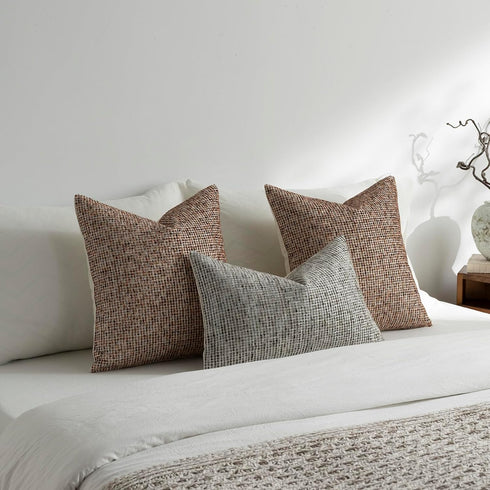 Purewish Pack 2 26x26 of Neutral Euro Sham Covers Boho Textured Dots Stripe Chenille Large Square Decorative Throw