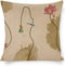 Chinoiserie Throw Pillow Cover, Lotus Ink Painting Flowers, Farmhouse Home Decor 18"x18"