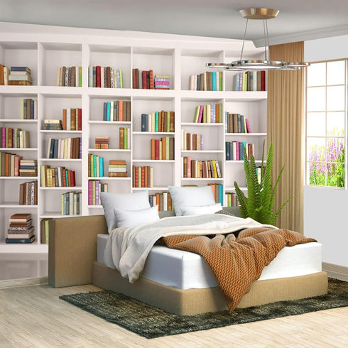 FENDROM White Bookshelf Bookcase Tapestry Home Office Video Conference Study Room Tapestries Wall Hanging Art