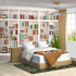 FENDROM White Bookshelf Bookcase Tapestry Home Office Video Conference Study Room Tapestries Wall Hanging Art