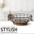 Fruit Basket,black Wire Basket with Acacia Wood Base,large Fruit Bowl for Countertop,black Baskets for Fruits, Breads, Vegetables Storage. (10-inch) by WILDMOS