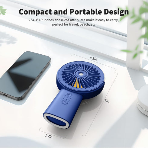 Otlonpe Misting Fan, Portable Fan with Mist, 4000mAh Rechargeable Handheld Fan, Water Spray Mister for Outdoors