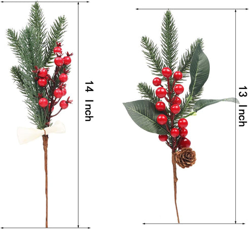 12 Pack 6 DR.DUDU Artificial Berry Twigs for Christmas Tree Decoration, DIY Christmas Red Berry Stems for Crafts Wreath