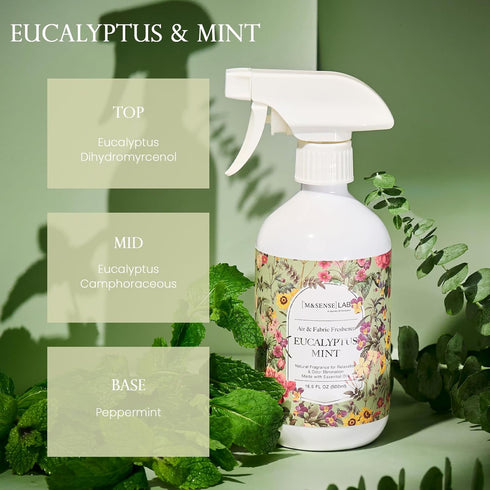16.9oz M&SENSE Air & Fabric & Pet Odor Eliminator Spray - Large Size Natural Safe Air Freshener Eucalyptus Mint Scented