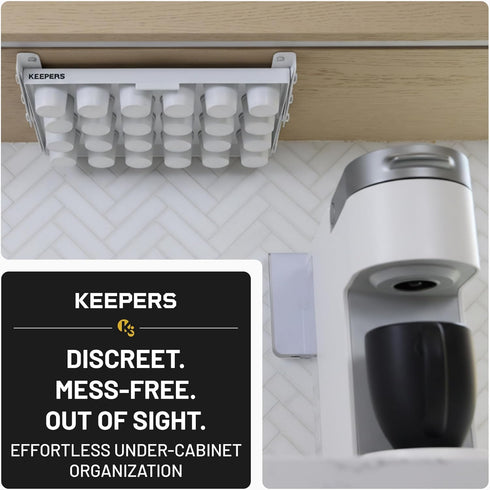 24 COFFEEKEEPERS KEEPERS Under Cabinet K Cup Holder with Swing-Down Access Space-Saving Coffee Pod Holder and K Cup