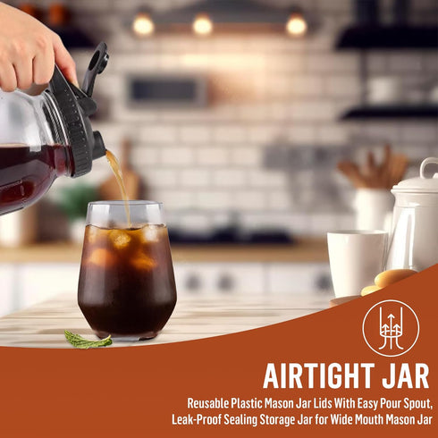 Glass Cold Brew Coffee Maker, 64 oz Mason Jar Iced Coffee Pitcher, Durable Glass, Stainless Steel Filter