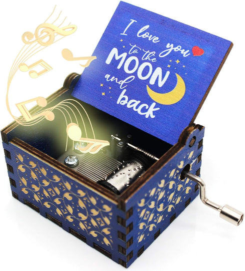 ukebobo Wooden Color Painted Music Box I Love You to The Moon