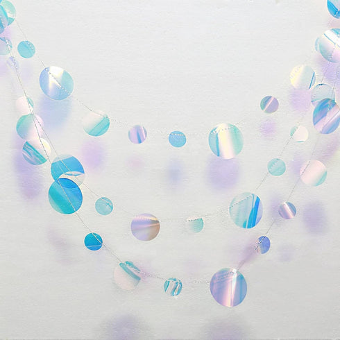 Cheerland Iridescent Circle Garlands, Under The Sea Party Decorations, Holographic Hanging Streamers for Mermaid Party