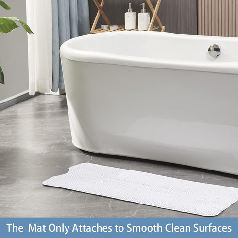 40X16Inch Webos Soft Bathtub Mat Non Slip: Memory Foam Shower Mat with Suction Cups for Bathroom Inside Tub (White)