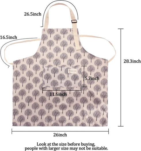 Syhood 2 Pack Aprons with 2 Pockets for Women Men, Soft Linen Adjustable Bib Kitchen Cooking Apron (Brown Stripes Style)