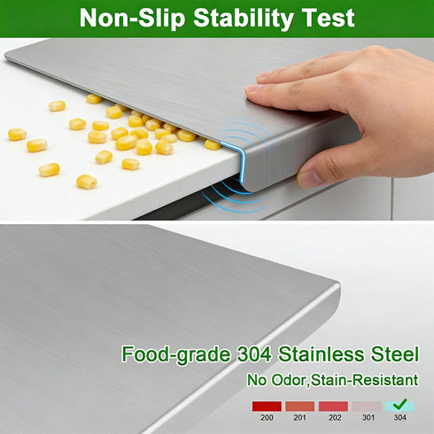 Julyxi 15x11 Inch L-Shaped Stainless Steel Cutting Board for Kitchen,Small Cutting Boards Non-Slip Dishwasher Safe