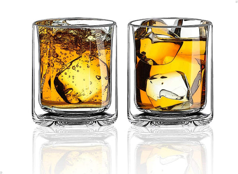 Sun's Tea Double Walled Drinking Glass - Set of 2, Manhattan-Style for Hot & Cold Liquids