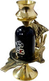 Shiva Ling Lingam Shivling Religious Statue, Brass Stand Puja Idol God Pooja, Height 3.5 Inch