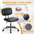 Armless Sweetcrispy Small Office Desk Chair - PU Leather with Comfy Lumbar Support, Height Adjustable Rolling Swivel