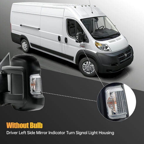 Driver Left Side Mirror Indicator Turn Signal Light Housing for Ram ProMaster 1500 2500 3500 2010-2023