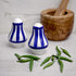City to Cottage Ceramic Salt and Pepper Set - Handcrafted Navy Blue Stripe Shakers for Home, Restaurants, Weddings