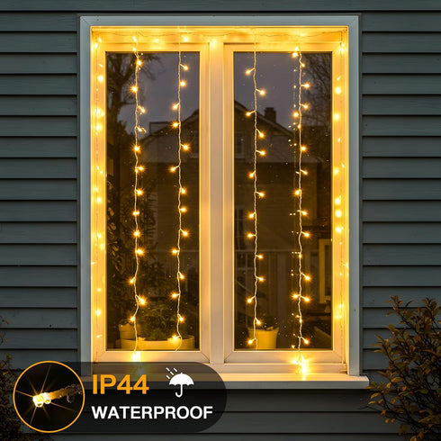 90 suddus Curtain Lights for Bedroom, Led Hanging String Light Outdoor, Fairy Curtain Lights Indoor for Christmas