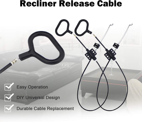 Nonley Sofa Recliner Cables, 2 Pack Couch Release Cables, Black D Ring Pull Handle for Recliner
