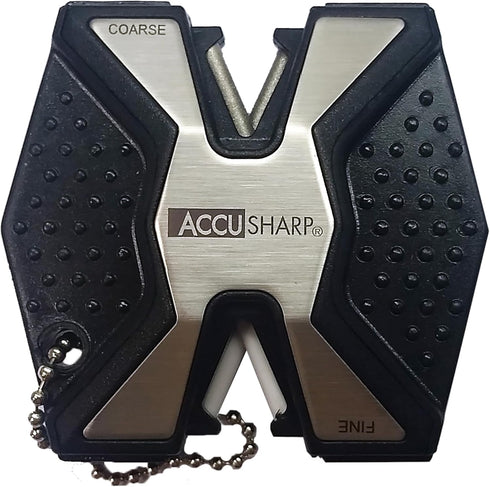 AccuSharp Diamond Pro 2-Step Knife Sharpener, Restores & Sharpens Blades, Compact & Portable Keychain Tool, Black