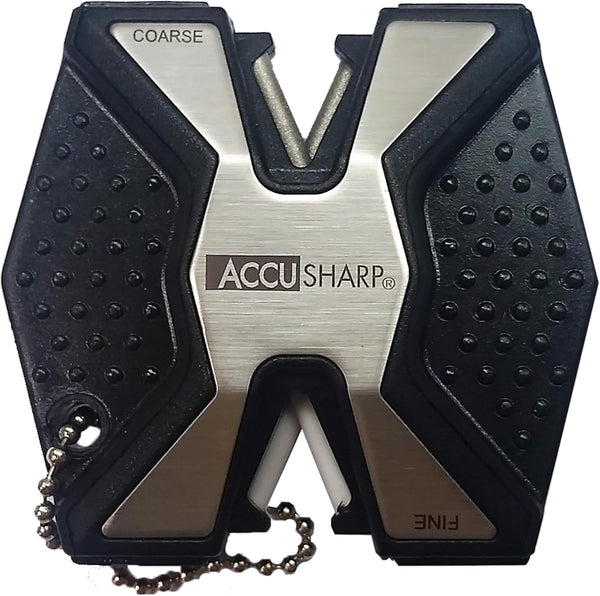 AccuSharp Diamond Pro 2-Step Knife Sharpener, Restores & Sharpens Blades, Compact & Portable Keychain Tool, Black
