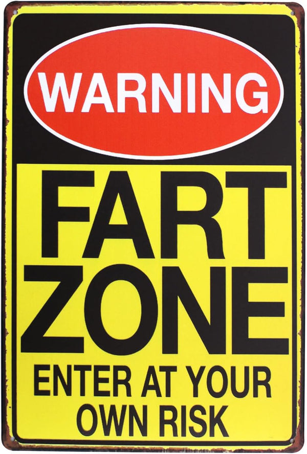 Warning Fart Zone - Funny Tin Sign for Bar, Pub, Garage, Diner, Cafe Home Decor