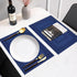 PIGCHCY Washable Vinyl Placemats, Elegant Durable Table Mats Set of 4 (18 x 12 inches, Navy Blue)