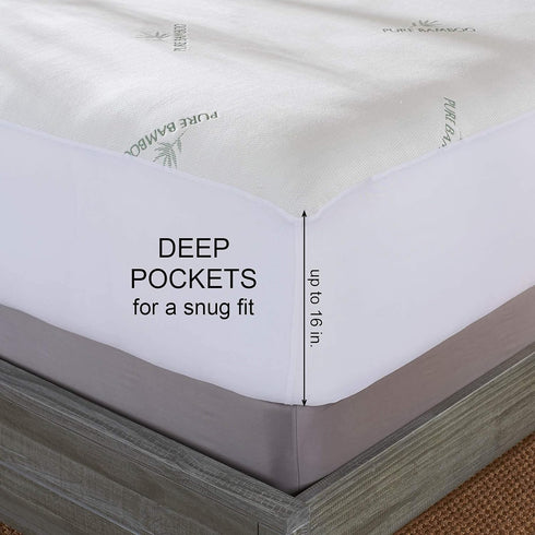 California King Mattress Protector by PURE BAMBOO, Waterproof - Viscose Derived from Bamboo, Breathable, Noiseless