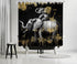 FuShvre Elephant Shower Curtain, Black and Gold Bathroom Decor with Hooks Included, 72"x 72"