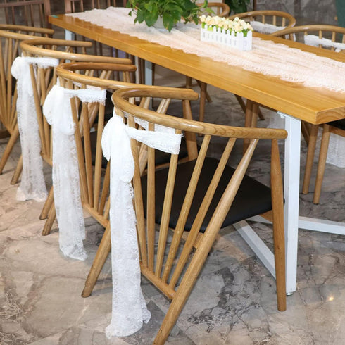 Hooqict 4 Pack Lace Table Runner - 14 x 120 Inch Ivory White Classy Table Runner for Rustic Wedding Decor