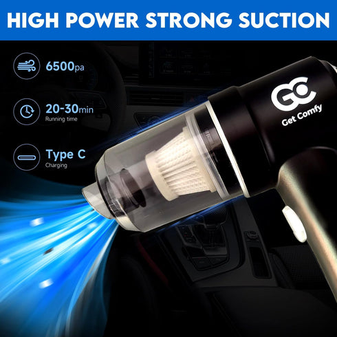 Cordless Handheld Car Vacuum Cleaner - High Power Mini Portable Wireless Vacuum & Blower - Rechargeable with Dock & Bag