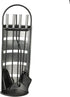 Mind Reader Fireplace Set with Stand - 4 Pcs, Durable Steel, Brush, Shovel Scoop, Poker, Tongs, Silver