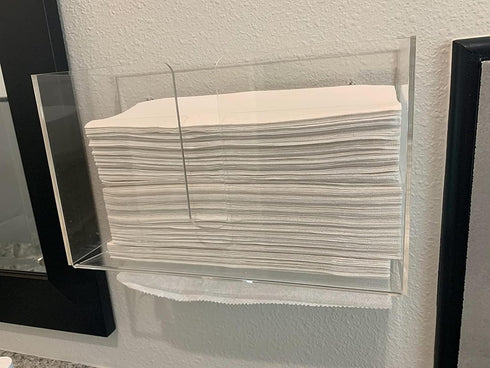 Towels,Pack 1 Cq acrylic Wall Mount Paper Towel Dispenser with Lid,Clear Folded Paper Towel Holder for Bathroom Toilet