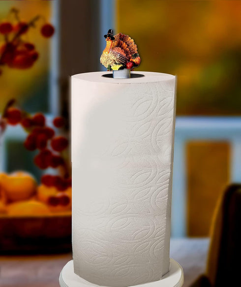 3 Christmas Kitchen Decor - Unique Paper Towel Holder W/Interchangeable Seasonal Decoration Tops - Christmas Paper