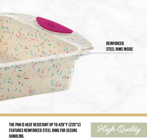 Trudeau 8x8in Confetti Silicone Cake Pan - Nonstick, BPA Free, Oven Safe to 428°F, Dishwasher Safe