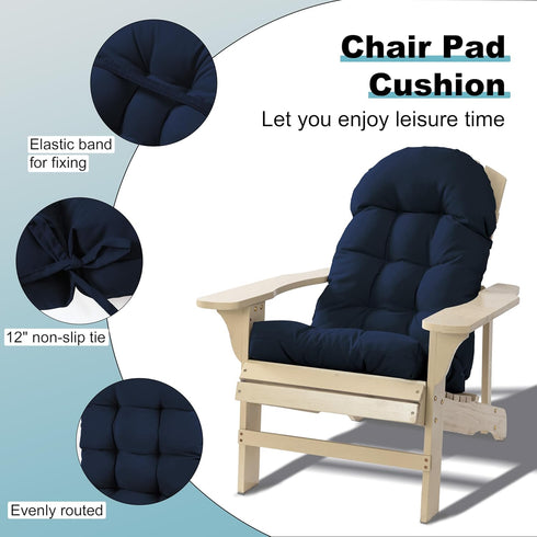 44x19.4x4 inch, 1) Adirondack Chair Cushion, Rocking Chair Cushion High Back Patio Cushions of Upper and Lower