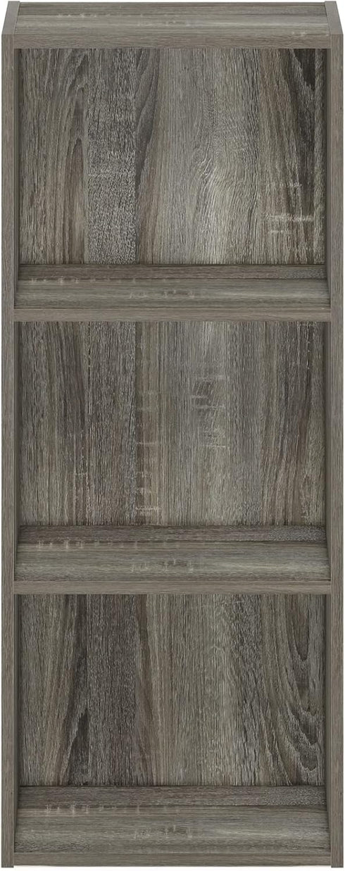 3-Tier Furinno Pasir No Tool Assembly Open Shelf Bookcase, French Oak