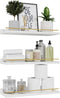 WOPITUES Floating Shelves with Gold Metal Guardrail, Shelves for Wall Decor Set