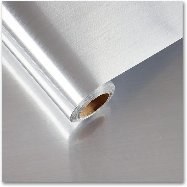 CRE8TIVE 12"x354" Brushed Silver Stainless Steel Contact Paper, Removable Waterproof Kitchen Wallpaper for Appliances