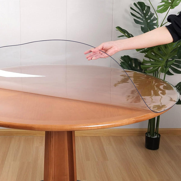 RostiKong 2pcs 16 Inch Diameter Round Clear Plastic Table Top Protector Wipeable Circle