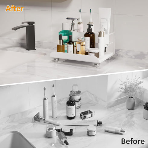 4 Counter YOOLENS Quick Dry Electric Toothbrush Holder Slots Metal Bathroom Organizer for Toothpaste Razor Mouthwash
