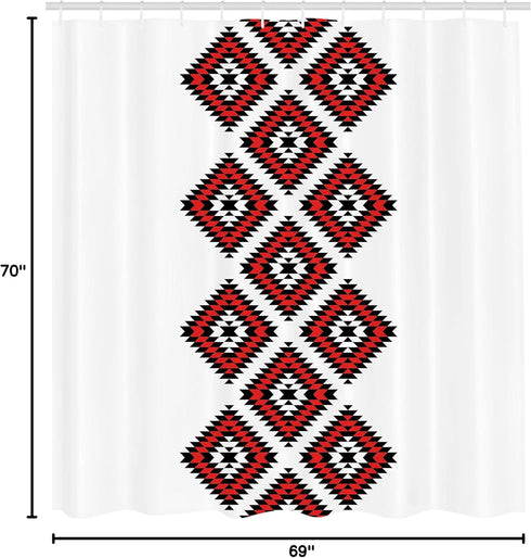 Ambesonne Tribal Shower Curtain, 69" W x 70" L, Native Design American Style Bathroom Decor Set