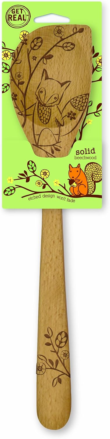 Talisman Designs Laser Etched Beechwood Serving Spoon, Woodland Squirrel Design