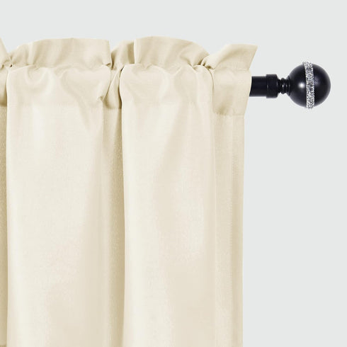 JIUZHEN Ivory Valance Curtains for Kitchen Window, 52 x 18 Inches, 1 Panel, Thermal Insulated for Living Room/Basement