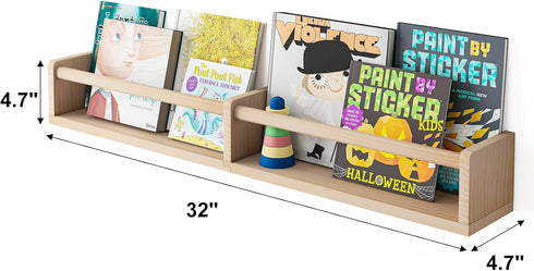 32in Set 3, Fixwal Nursery Bookshelves, Floating Bookshelves for Wall of Wood Wall Mounted Floating Shelves for Baby